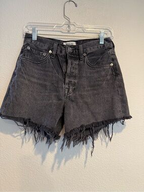 Agolde Parker Black Raw Hem High-Rise Denim Shorts Size 23